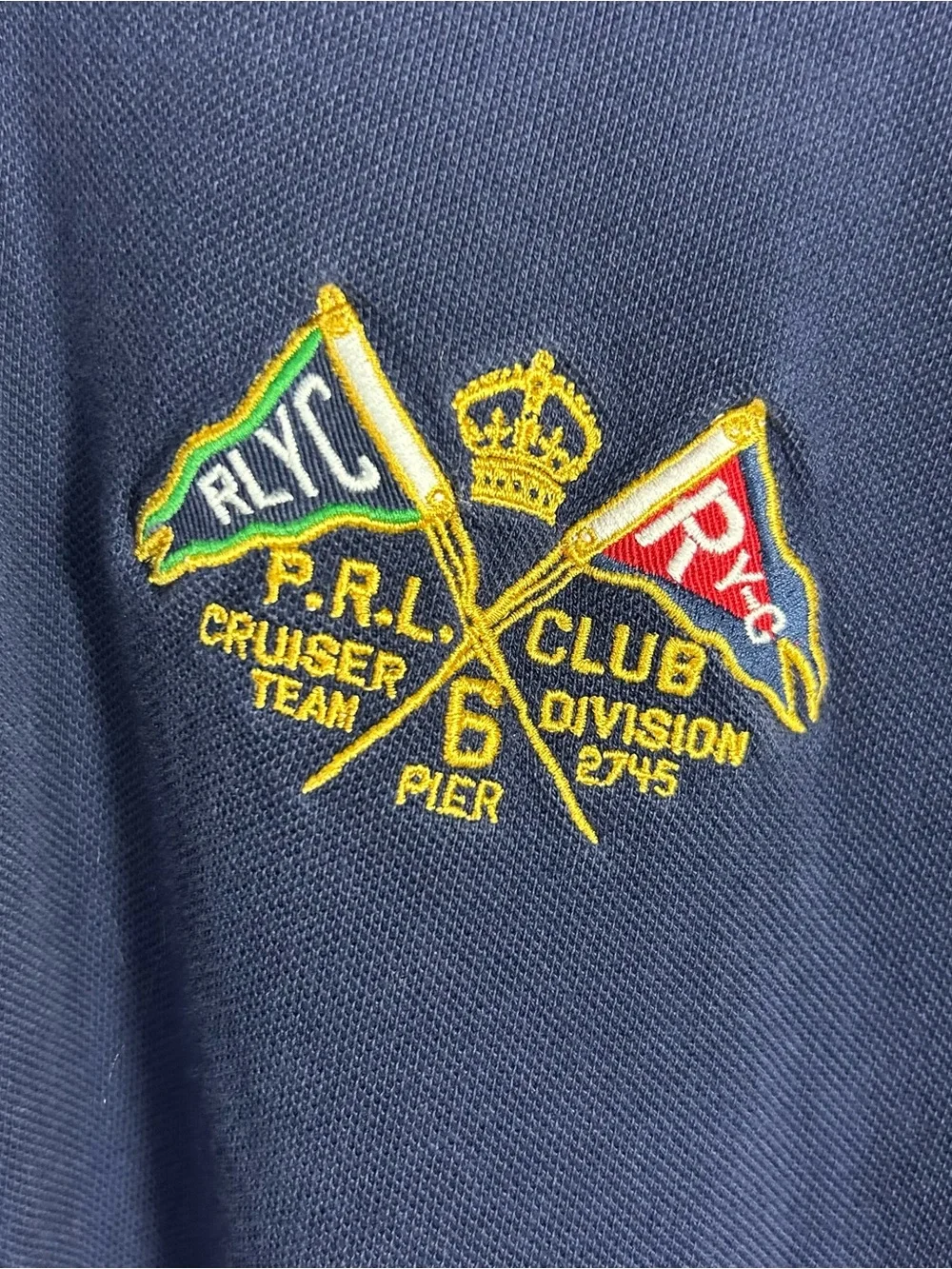Polo by Ralph Lauren VTG Large Navy Polo Embroidered Crest RLYC PRL cruiser team